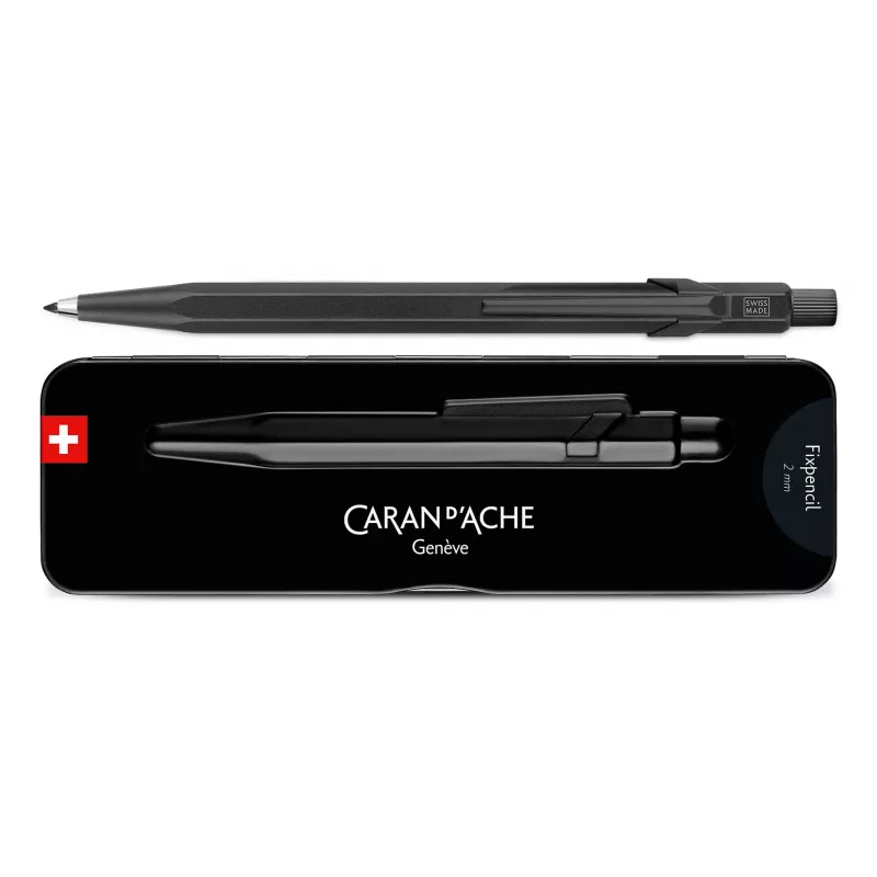 CARAN D'ACHE Fixpencil BLACK CODE portamine, 2 mm, corpo in alluminio esagonale nero opaco 22.496