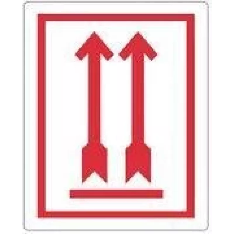rillprint 76840 etichetta di avvertimento THIS SIDE UP! DO NOT TIP, permanente, bianco/rosso