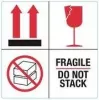 RILLPRINT 76930 etichette di avvertenza FRAGILE / DO NOT STACK, adesivo permanente, carta, bianco/rosso/nero, 100 x 50 mm, 500 etichette per rotolo