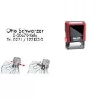 Trodat Printy 4910 4.0 timbro autoinchiostrante automatico con testo, 3 righe, nero 53536