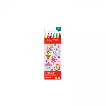 CARAN D'ACHE Fibralo Kawaii Candy pennarelli a fibra, set da 6, a base d'acqua, inchiostro idrosolubile, utilizzabili asciutti o bagnati (185.802)
