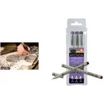 SAKURA Pigma Micron set di penne fineliner, 3 penne nere (0,20, 0,25, 0,35 mm), inchiostro pigmentato resistente all'acqua e alla luce, qualità archivio XSDK3FD