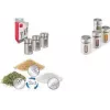 Metaltex Shake Line set spargispezie, 3 pezzi, vetro con coperchi girevoli in acciaio inox e plastica, 100 ml ciascuno 259851000