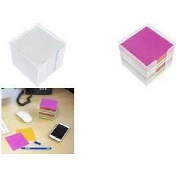 KANGARO K-6301 scatola portanote trasparente, pre-riempita con 700 fogli in vari colori, plastica con incavo per la presa