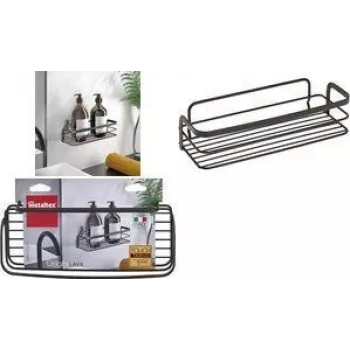 Metaltex Origin LAVA mensola a parete a 1 livello, metallo rivestito Touch-Therm, nero 401104000