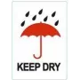 RILLPRINT etichette di avvertenza adesive permanenti KEEP DRY, bianco/rosso/nero, 74 x 105 mm, 500 etichette per rotolo 76960
