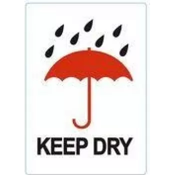 RILLPRINT etichette di avvertenza adesive permanenti KEEP DRY, bianco/rosso/nero, 74 x 105 mm, 500 etichette per rotolo 76960