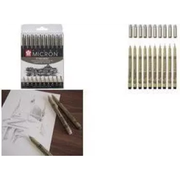 SAKURA Pigma Micron set di fineliner, 10 nero, spessori 0,15–0,70 mm, POXSDK10A