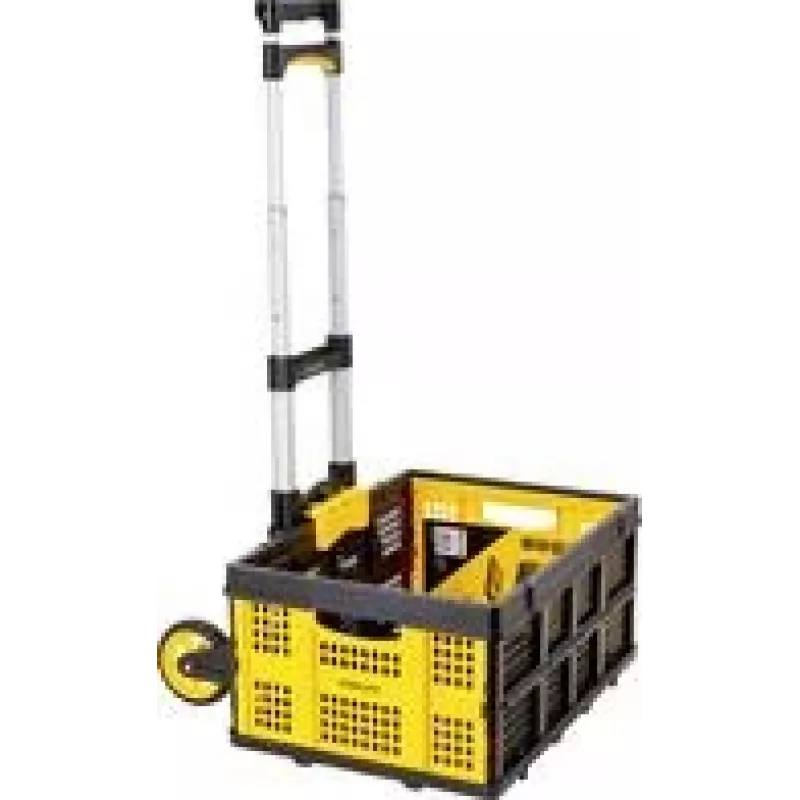 Stanley SXWTD-509 carrello pieghevole e cesto pieghevole 25kg set, portata 60kg, alluminio, nero/giallo