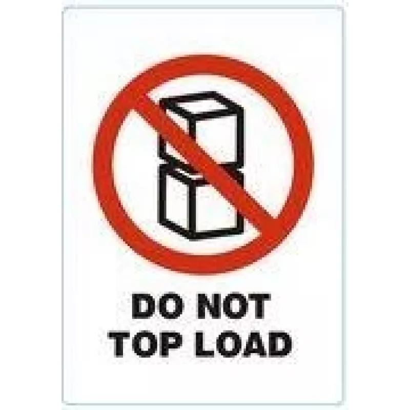 RILLPRINT DO NOT TOP LOAD etichette adesive di avvertenza permanenti, bianche con testo rosso/nero, 74 x 105 mm, 500 etichette per rotolo 76950
