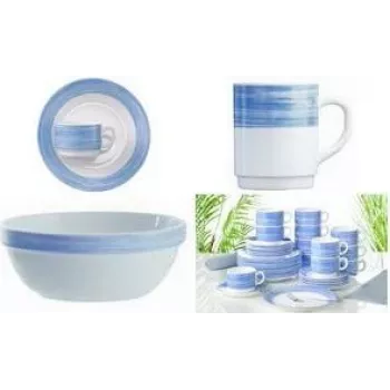 Esmeyer Arcoroc BRUSH set di ciotole da portata, 170 mm, blu/bianco, vetro temperato, lavabili in lavastoviglie, 6 pezzi (415-065)