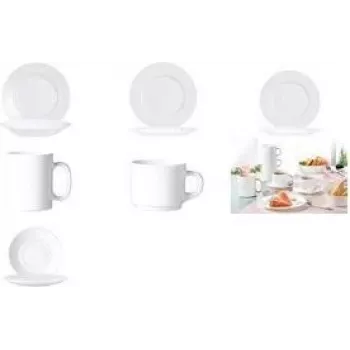 Esmeyer Arcoroc EVERYDAY piatto fondo, 225 mm, vetro temperato bianco, set da 6 (384-3101)