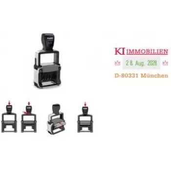 Trodat Professional 4.0 5430 timbro datario autoinchiostrante con buono per targhetta di testo personalizzata, 3 righe, 49x28 mm, nero 121362