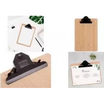 EUROPEL pinza per menu, DIN A4, verticale, bambù, clip nera - 1 pezzo (197012)