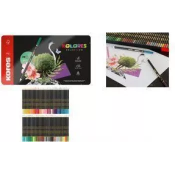 Kores KOLORES SELECTION matite colorate triangolari, set da 72 pezzi in astuccio in legno di tiglio BB93372