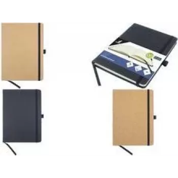 KANGARO K-552341 Quaderno A5 con copertina rigida in sughero, 96 fogli rigati, camoscio 80 g/m²