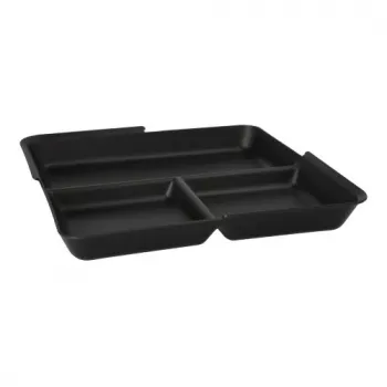 PAPSTAR Circulware vassoio riutilizzabile, rettangolare, 3 scomparti, nero, polipropilene con 30% di cariche minerali, 1 pz. (97023)