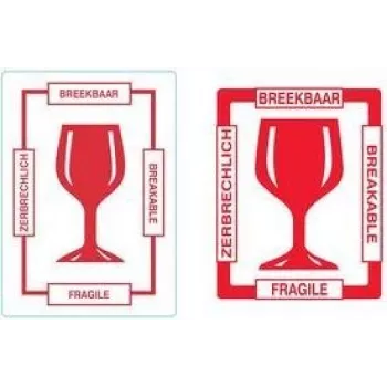 RILLPRINT 76810 etichette di avvertenza fragile, adesivo permanente, bianco/rosso, 74 x 105 mm, 500 etichette per rotolo