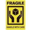 RILLPRINT 76860 etichette di avvertenza fragile / maneggiare con cura, adesivo permanente, nero su giallo, 100 x 50 mm, 500 etichette per rotolo