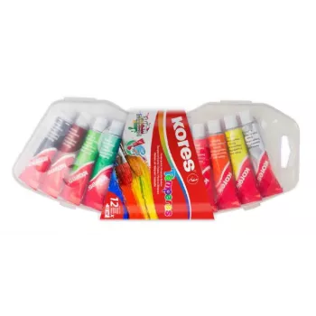 Kores tempera set di colori, 12 colori altamente pigmentati in 12 tubetti in alluminio da 12 ml, miscelabili, astuccio in plastica FF72412