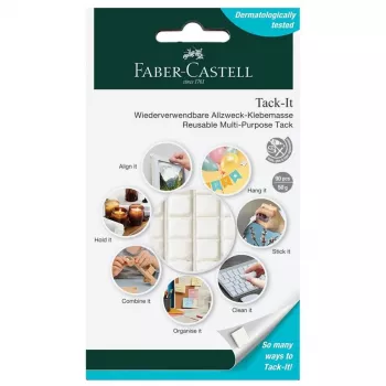 Faber-Castell Tack-It pasta adesiva, rimovibile e riutilizzabile, bianca, 84 pz. (589150)