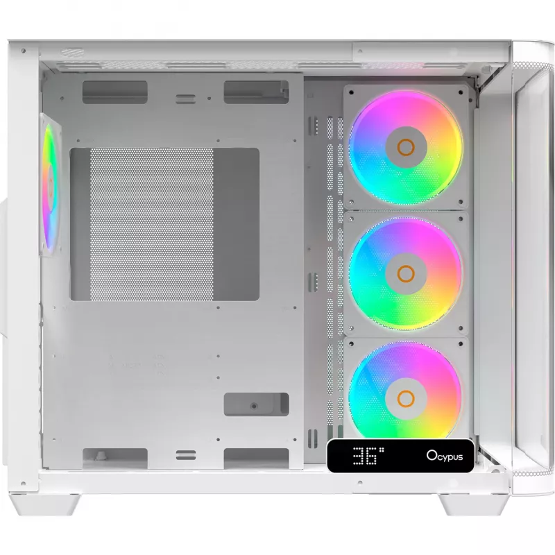 Ocypus Iota C70 Curve ARGB Digital bianco case PC mid-tower con vetro panoramico 270°