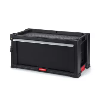 KETER DIY Cassetta portautensili con 1 cassetto, 56,2x28,9x26,2 cm, acciaio, nero con accenti rossi