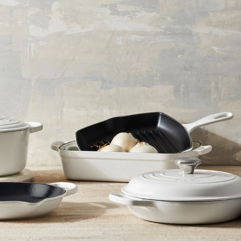 Le Creuset Padella griglia quadrata in ghisa 26x26 cm bianco