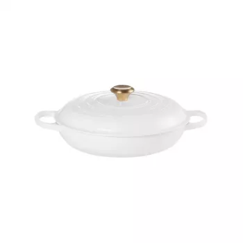 LE CREUSET brasiera piatta in ghisa 30cm 3,5L bianca