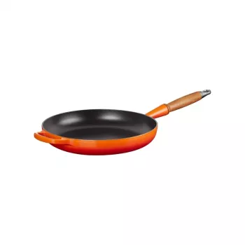 Le Creuset Padella in ghisa con manico in legno 28 cm volcanic arancione