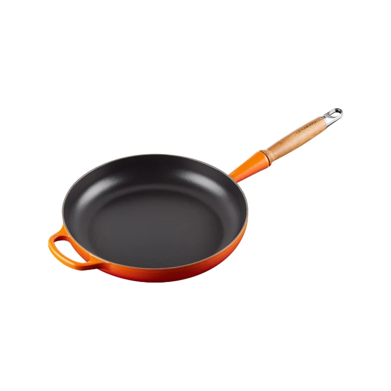 Le Creuset Padella in ghisa con manico in legno 28 cm volcanic arancione