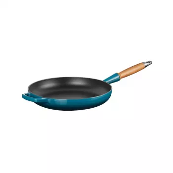 LE CREUSET Padella in ghisa con manico in legno Ø28 cm blu
