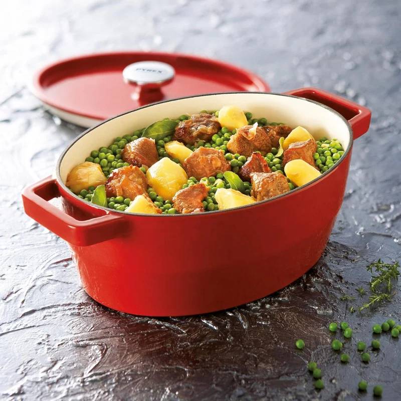 Pyrex tegame in ghisa ovale 5,8L rosso 33x25cm