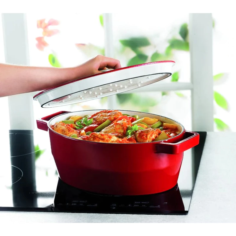 Pyrex tegame in ghisa ovale 3,8L rosso 29x21cm