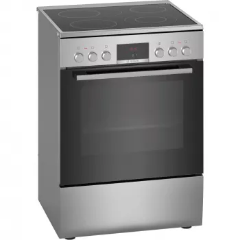 Bosch HKR39C250 Serie 4 cucina elettrica a libera installazione con piano cottura in vetroceramica, acciaio inox