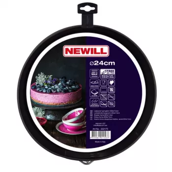 NEWILL Stampo per torta a cerniera Ø24x7,6 cm nero rivestimento antiaderente acciaio al carbonio