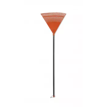 HORTUS Rastrello per foglie con manico in alluminio, testa a ventaglio 45 cm arancione, 20 denti