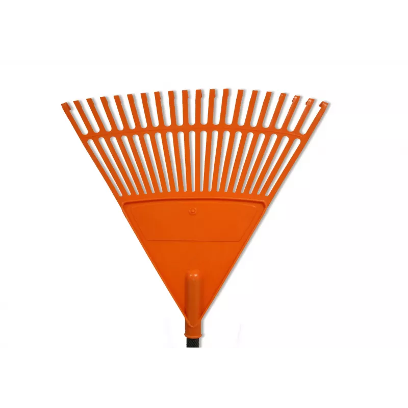 HORTUS Rastrello per foglie con manico in alluminio, testa a ventaglio 45 cm arancione, 20 denti