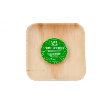 GoGreen piatti in foglia di areca 15x15 cm quadrati confezione da 10 naturale monouso