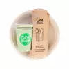GOGREEN set di stoviglie da picnic compostabili per 4 persone, 24 pezzi, di origine vegetale, bianco naturale