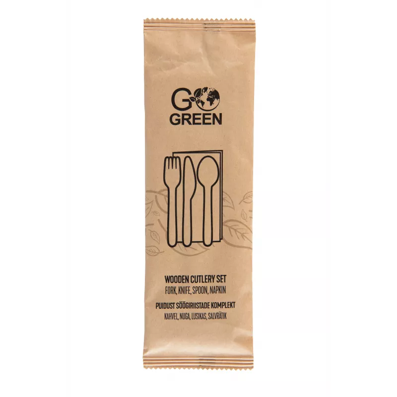 GOGREEN set di stoviglie da picnic compostabili per 4 persone, 24 pezzi, di origine vegetale, bianco naturale