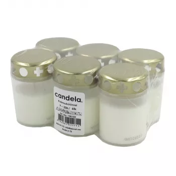 CANDELA candele da cimitero con coperchi, set da 6, ~20h di durata, bianco