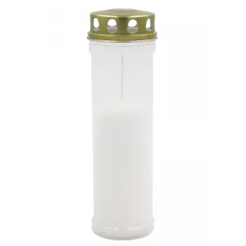 CANDELA candela da cimitero con coperchio, durata ca. 98 ore, bianco