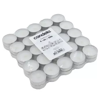CANDELA lumini 75 pz. – lumini bianchi non profumati in paraffina in contenitori di alluminio, 3,5-4h di durata