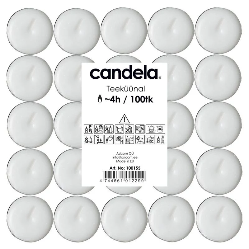 CANDELA lumini 100 pz., bianco, non profumati, 4 ore di durata