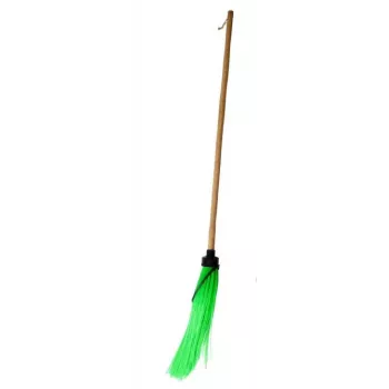 HORTUS scopa rotonda verde con manico in legno