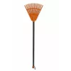 HORTUS Rastrello piccolo a mano con manico, arancione, testa 20 cm, 14 denti