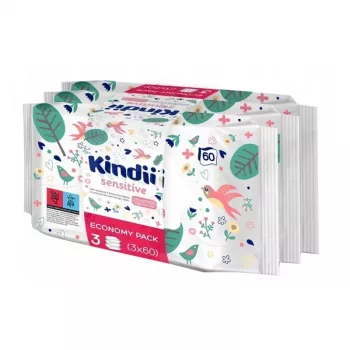 Kindii Sensitive Set salviette umidificate per neonati 3x60 pezzi