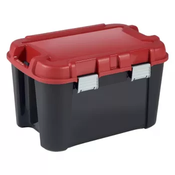 KETER Scatola contenitore fai da te Totem 60L con coperchio, 59 x 39,5 x 36 cm, nero/rosso