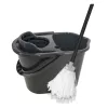 YORK set pulizia pavimenti 10L con pressa a leva e mop piatto in microfibra, grigio/rosso
